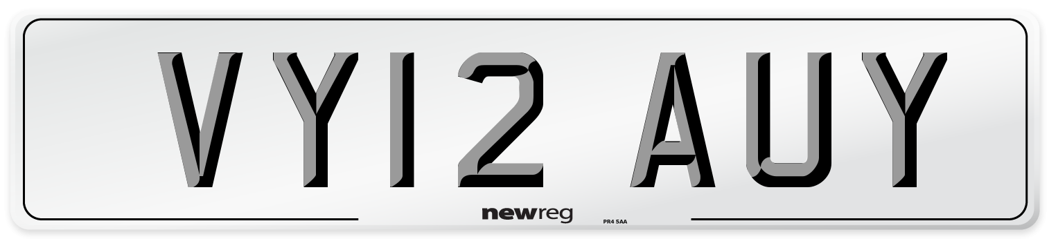 VY12 AUY Number Plate from New Reg